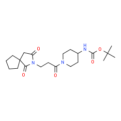 ChemSpider 2D Image | 2-Methyl-2-propanyl {1-[3-(1,3-dioxo-2-azaspiro[4.4]non-2-yl)propanoyl]-4-piperidinyl}carbamate | C21H33N3O5