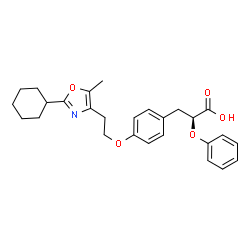 ChemSpider 2D Image | (2S)-3-{4-[2-(2-Cyclohexyl-5-methyl-1,3-oxazol-4-yl)ethoxy]phenyl}-2-phenoxypropanoic acid | C27H31NO5