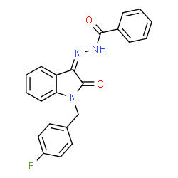 ChemSpider 2D Image | N'-[(3Z)-1-(4-Fluorobenzyl)-2-oxo-1,2-dihydro-3H-indol-3-ylidene]benzohydrazide | C22H16FN3O2