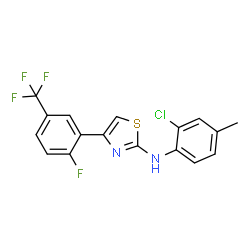 ChemSpider 2D Image | N-(2-Chloro-4-methylphenyl)-4-[2-fluoro-5-(trifluoromethyl)phenyl]-1,3-thiazol-2-amine | C17H11ClF4N2S