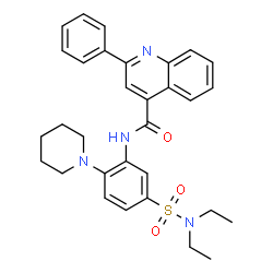ChemSpider 2D Image | N-[5-(Diethylsulfamoyl)-2-(1-piperidinyl)phenyl]-2-phenyl-4-quinolinecarboxamide | C31H34N4O3S