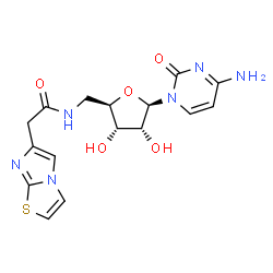 ChemSpider 2D Image | 5'-Deoxy-5'-[(imidazo[2,1-b][1,3]thiazol-6-ylacetyl)amino]cytidine | C16H18N6O5S