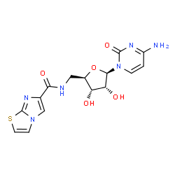 ChemSpider 2D Image | 5'-Deoxy-5'-[(imidazo[2,1-b][1,3]thiazol-6-ylcarbonyl)amino]cytidine | C15H16N6O5S