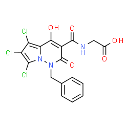 ChemSpider 2D Image | N-[(1-Benzyl-5,6,7-trichloro-4-hydroxy-2-oxo-1,2-dihydropyrrolo[1,2-b]pyridazin-3-yl)carbonyl]glycine | C17H12Cl3N3O5