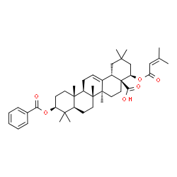 ChemSpider 2D Image | (3beta,22beta)-3-(Benzoyloxy)-22-[(3-methyl-2-butenoyl)oxy]olean-12-en-28-oic acid | C42H58O6
