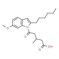 ChemSpider 2D Image | 5-(2-Hexyl-6-methoxy-1H-indol-1-yl)-3-methyl-5-oxopentanoic acid | C21H29NO4