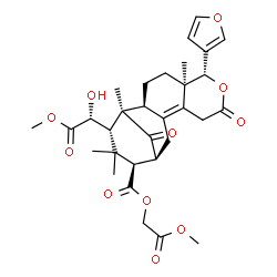 ChemSpider 2D Image | 2-Methoxy-2-oxoethyl (1R,2S,5R,6R,13S,14R,16S)-6-(3-furyl)-16-[(1R)-1-hydroxy-2-methoxy-2-oxoethyl]-1,5,15,15-tetramethyl-8,17-dioxo-7-oxatetracyclo[11.3.1.0~2,11~.0~5,10~]heptadec-10-ene-14-carboxyla
te | C31H38O11