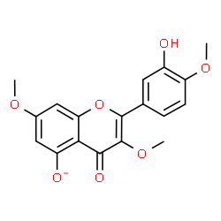 ChemSpider 2D Image | 2-(3-Hydroxy-4-methoxyphenyl)-3,7-dimethoxy-4-oxo-4H-chromen-5-olate | C18H15O7