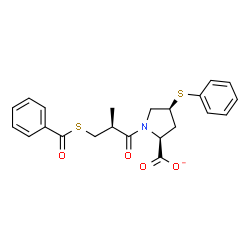 ChemSpider 2D Image | (2S,4S)-1-[(2S)-3-(Benzoylsulfanyl)-2-methylpropanoyl]-4-(phenylsulfanyl)-2-pyrrolidinecarboxylate | C22H22NO4S2