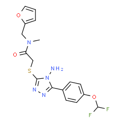 ChemSpider 2D Image | 2-({4-Amino-5-[4-(difluoromethoxy)phenyl]-4H-1,2,4-triazol-3-yl}sulfanyl)-N-(2-furylmethyl)-N-methylacetamide | C17H17F2N5O3S