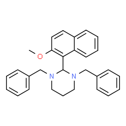 ChemSpider 2D Image | 1,3-Dibenzyl-2-(2-methoxy-1-naphthyl)hexahydropyrimidine | C29H30N2O