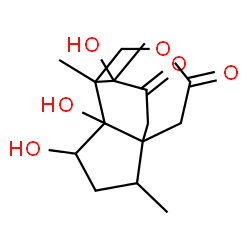 ChemSpider 2D Image | 4,5,13-Trihydroxy-2,6,13-trimethyl-8-oxatricyclo[4.4.3.0~1,5~]tridecane-9,12-dione | C15H22O6