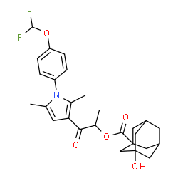 ChemSpider 2D Image | 1-{1-[4-(Difluoromethoxy)phenyl]-2,5-dimethyl-1H-pyrrol-3-yl}-1-oxo-2-propanyl 3-hydroxy-1-adamantanecarboxylate | C27H31F2NO5