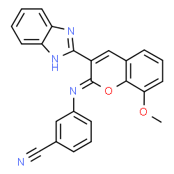 ChemSpider 2D Image | 3-{(Z)-[3-(1H-Benzimidazol-2-yl)-8-methoxy-2H-chromen-2-ylidene]amino}benzonitrile | C24H16N4O2