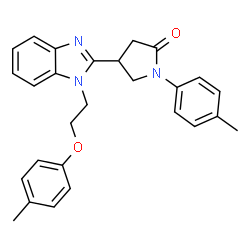 ChemSpider 2D Image | 4-{1-[2-(4-Methylphenoxy)ethyl]-1H-benzimidazol-2-yl}-1-(4-methylphenyl)-2-pyrrolidinone | C27H27N3O2