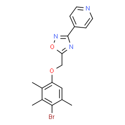 ChemSpider 2D Image | 4-{5-[(4-Bromo-2,3,5-trimethylphenoxy)methyl]-1,2,4-oxadiazol-3-yl}pyridine | C17H16BrN3O2