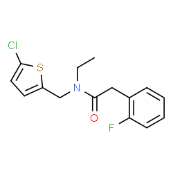 ChemSpider 2D Image | N-[(5-Chloro-2-thienyl)methyl]-N-ethyl-2-(2-fluorophenyl)acetamide | C15H15ClFNOS