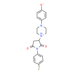 ChemSpider 2D Image | 2,5-pyrrolidinedione, 1-(4-fluorophenyl)-3-[4-(4-hydroxyphenyl)-1-piperazinyl]- | C20H20FN3O3