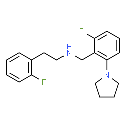 ChemSpider 2D Image | 2-(2-Fluorophenyl)-N-[2-fluoro-6-(1-pyrrolidinyl)benzyl]ethanamine | C19H22F2N2