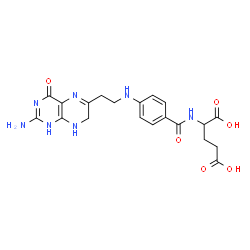 ChemSpider 2D Image | N-(4-{[2-(2-Amino-4-oxo-1,4,7,8-tetrahydro-6-pteridinyl)ethyl]amino}benzoyl)glutamic acid | C20H23N7O6