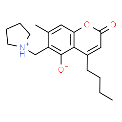 ChemSpider 2D Image | 4-Butyl-7-methyl-2-oxo-6-(1-pyrrolidiniumylmethyl)-2H-chromen-5-olate | C19H25NO3