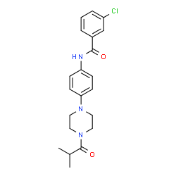 ChemSpider 2D Image | 3-Chloro-N-[4-(4-isobutyryl-1-piperazinyl)phenyl]benzamide | C21H24ClN3O2