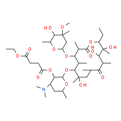 ChemSpider 2D Image | 4-(Dimethylamino)-2-({14-ethyl-7,12,13-trihydroxy-4-[(5-hydroxy-4-methoxy-4,6-dimethyltetrahydro-2H-pyran-2-yl)oxy]-3,5,7,9,11,13-hexamethyl-2,10-dioxooxacyclotetradecan-6-yl}oxy)-6-methyltetrahydro-2
H-pyran-3-yl ethyl succinate | C43H75NO16