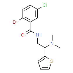 ChemSpider 2D Image | 2-Bromo-5-chloro-N-[2-(dimethylamino)-2-(2-thienyl)ethyl]benzamide | C15H16BrClN2OS