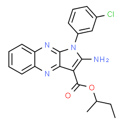 ChemSpider 2D Image | sec-Butyl 2-amino-1-(3-chlorophenyl)-1H-pyrrolo[2,3-b]quinoxaline-3-carboxylate | C21H19ClN4O2