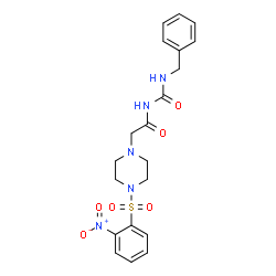 ChemSpider 2D Image | N-(Benzylcarbamoyl)-2-{4-[(2-nitrophenyl)sulfonyl]-1-piperazinyl}acetamide | C20H23N5O6S