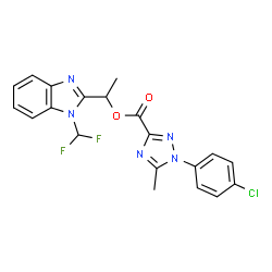 ChemSpider 2D Image | 1-[1-(Difluoromethyl)-1H-benzimidazol-2-yl]ethyl 1-(4-chlorophenyl)-5-methyl-1H-1,2,4-triazole-3-carboxylate | C20H16ClF2N5O2