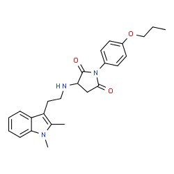 ChemSpider 2D Image | 3-{[2-(1,2-Dimethyl-1H-indol-3-yl)ethyl]amino}-1-(4-propoxyphenyl)-2,5-pyrrolidinedione | C25H29N3O3