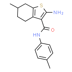 ChemSpider 2D Image | 2-Amino-6-methyl-N-(4-methylphenyl)-4,5,6,7-tetrahydro-1-benzothiophene-3-carboxamide | C17H20N2OS