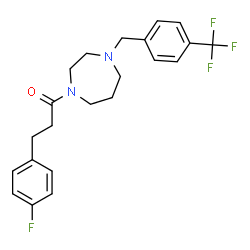 ChemSpider 2D Image | 3-(4-Fluorophenyl)-1-{4-[4-(trifluoromethyl)benzyl]-1,4-diazepan-1-yl}-1-propanone | C22H24F4N2O