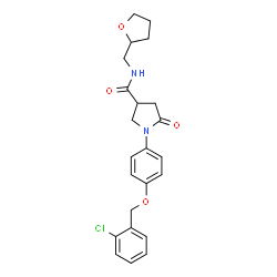 ChemSpider 2D Image | 1-{4-[(2-Chlorobenzyl)oxy]phenyl}-5-oxo-N-(tetrahydro-2-furanylmethyl)-3-pyrrolidinecarboxamide | C23H25ClN2O4