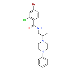 ChemSpider 2D Image | 4-Bromo-2-chloro-N-[2-(4-phenyl-1-piperazinyl)propyl]benzamide | C20H23BrClN3O