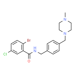 ChemSpider 2D Image | 2-Bromo-5-chloro-N-{4-[(4-methyl-1-piperazinyl)methyl]benzyl}benzamide | C20H23BrClN3O