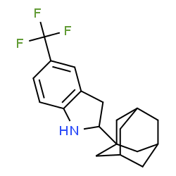 ChemSpider 2D Image | 2-(Adamantan-1-yl)-5-(trifluoromethyl)indoline | C19H22F3N