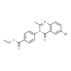 ChemSpider 2D Image | Ethyl 4-(6-bromo-2-methyl-4-oxo-3(4H)-quinazolinyl)benzoate | C18H15BrN2O3