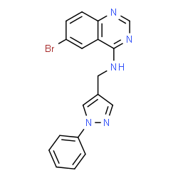 ChemSpider 2D Image | 6-Bromo-N-[(1-phenyl-1H-pyrazol-4-yl)methyl]-4-quinazolinamine | C18H14BrN5