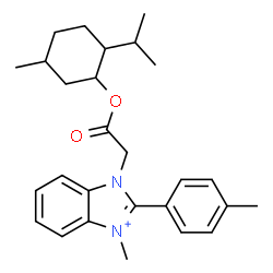 ChemSpider 2D Image | 1-{2-[(2-Isopropyl-5-methylcyclohexyl)oxy]-2-oxoethyl}-3-methyl-2-(4-methylphenyl)-1H-benzimidazol-3-ium | C27H35N2O2