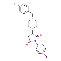 ChemSpider 2D Image | 3-[4-(4-Chlorobenzyl)-1-piperazinyl]-1-(4-iodophenyl)-2,5-pyrrolidinedione | C21H21ClIN3O2
