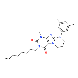 ChemSpider 2D Image | 9-(3,5-Dimethylphenyl)-1-methyl-3-octyl-6,7,8,9-tetrahydropyrimido[2,1-f]purine-2,4(1H,3H)-dione | C25H35N5O2