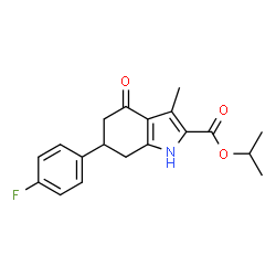 ChemSpider 2D Image | Isopropyl 6-(4-fluorophenyl)-3-methyl-4-oxo-4,5,6,7-tetrahydro-1H-indole-2-carboxylate | C19H20FNO3