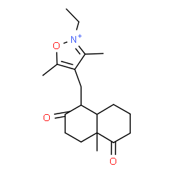 ChemSpider 2D Image | 2-Ethyl-3,5-dimethyl-4-[(4a-methyl-2,5-dioxodecahydro-1-naphthalenyl)methyl]-1,2-oxazol-2-ium | C19H28NO3