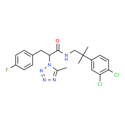 ChemSpider 2D Image | N-[2-(3,4-Dichlorophenyl)-2-methylpropyl]-3-(4-fluorophenyl)-2-(5-methyl-1H-tetrazol-1-yl)propanamide | C21H22Cl2FN5O