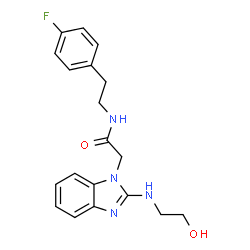 ChemSpider 2D Image | N-[2-(4-fluorophenyl)ethyl]-2-[2-(2-hydroxyethylamino)-1-benzimidazolyl]acetamide | C19H21FN4O2