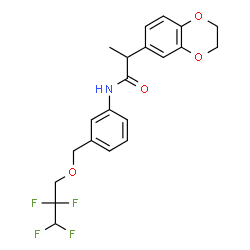 ChemSpider 2D Image | 2-(2,3-Dihydro-1,4-benzodioxin-6-yl)-N-{3-[(2,2,3,3-tetrafluoropropoxy)methyl]phenyl}propanamide | C21H21F4NO4