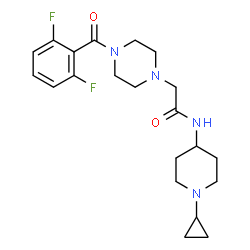 ChemSpider 2D Image | N-(1-Cyclopropyl-4-piperidinyl)-2-[4-(2,6-difluorobenzoyl)-1-piperazinyl]acetamide | C21H28F2N4O2