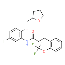 ChemSpider 2D Image | N-[5-Fluoro-2-(tetrahydro-2-furanylmethoxy)phenyl]-3-[2-(trifluoromethoxy)phenyl]propanamide | C21H21F4NO4